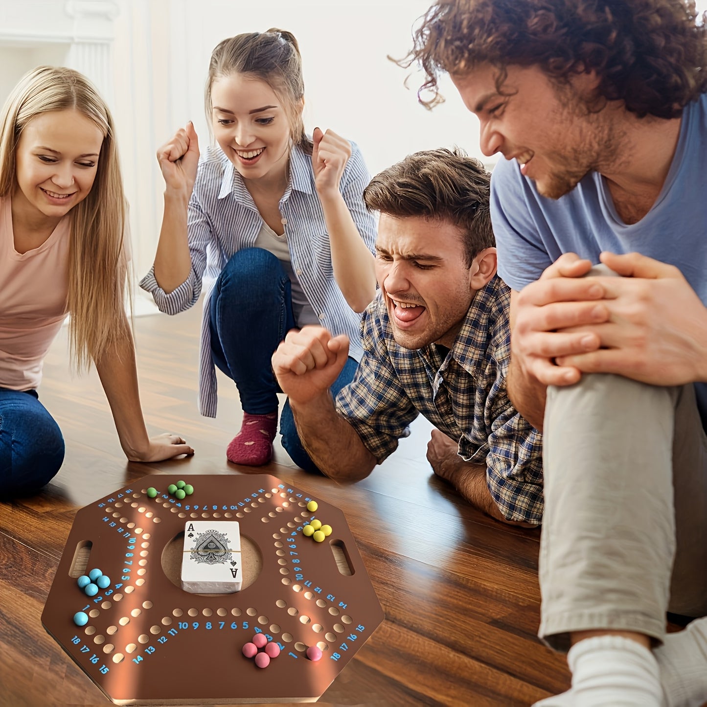 Wooden Flying Chess Game Wooden Multiplayer Flying Chess Game - Arabic Board Game, No Electricity Required, Family Gathering, Outdoor Play Entertainment Game, Party Game Activities