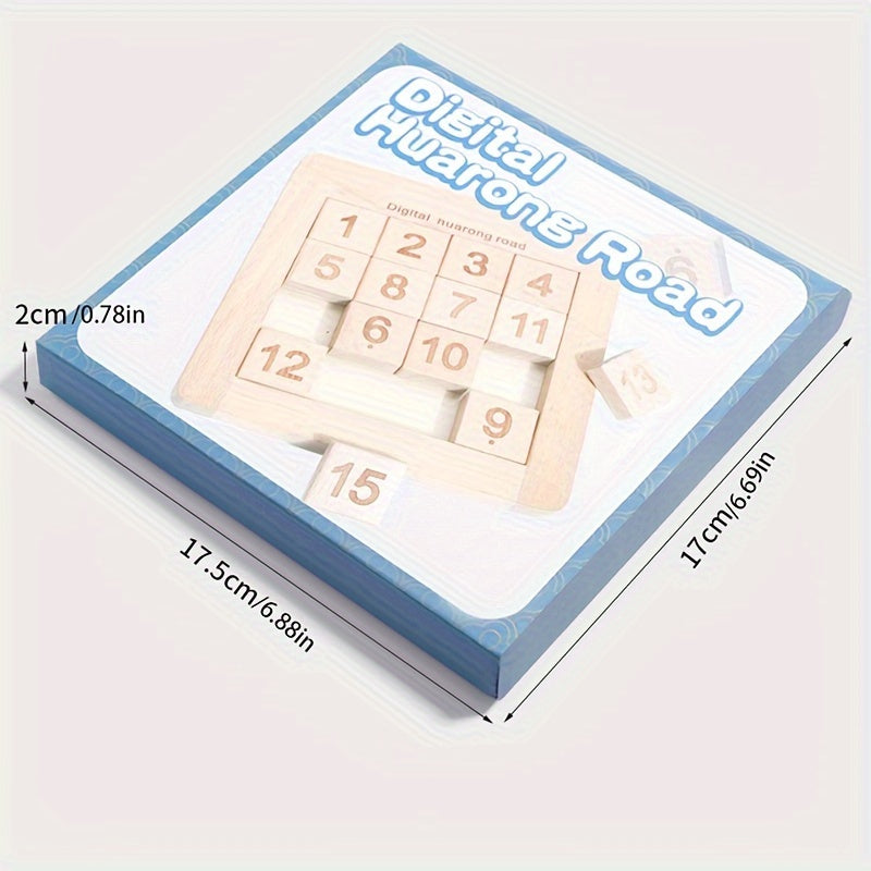 Wooden Brain Teaser Toy - Colorful Huarong Road Number Maze, Enhances Thinking Skills, Educational Play for Youngsters