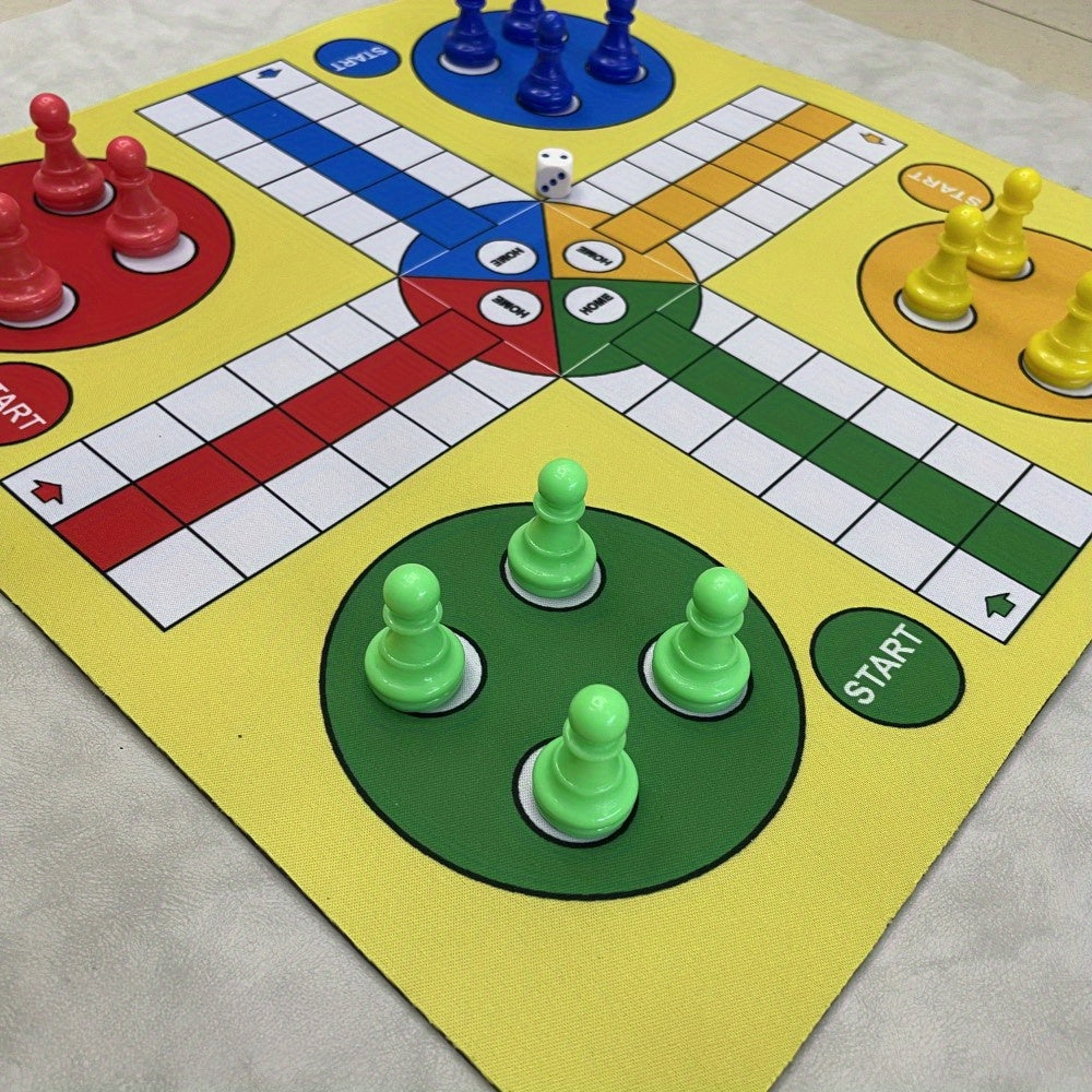 13.78 Inch Large Size Flying Chess Mat - Outdoor Ludo Chess Set for Ages 14 and Up - Rubber Chess Board with Classic Gameplay Experience