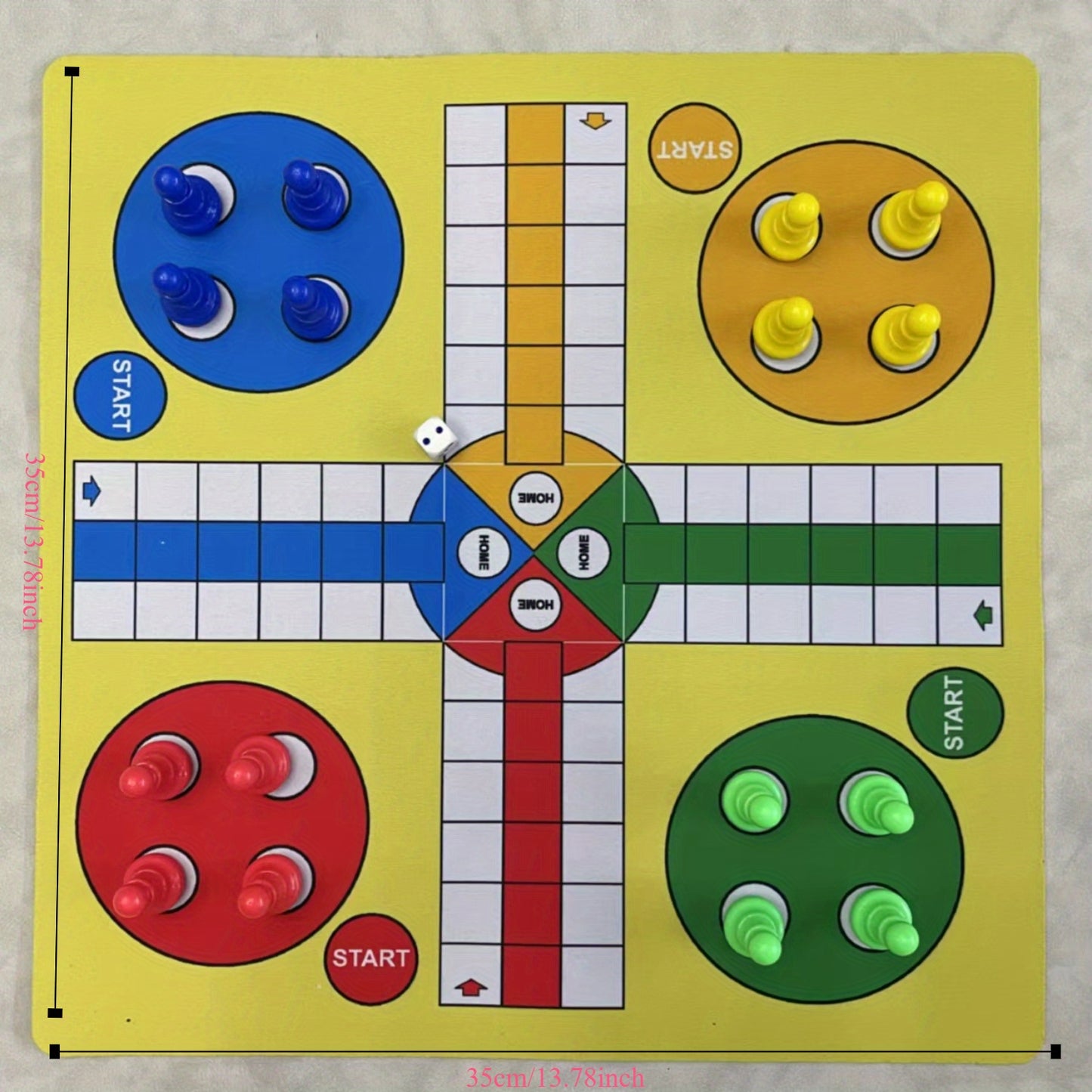 13.78 Inch Large Size Flying Chess Mat - Outdoor Ludo Chess Set for Ages 14 and Up - Rubber Chess Board with Classic Gameplay Experience