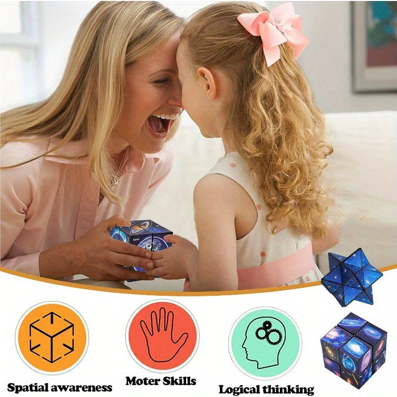 1pc Star Sky Magic Cube Puzzle - 2-in-1 Interlocking Brain Teaser, Durable Plastic Fidget Toy for Spatial Awareness & Logical Thinking, Educational Gift for Teens & Adults