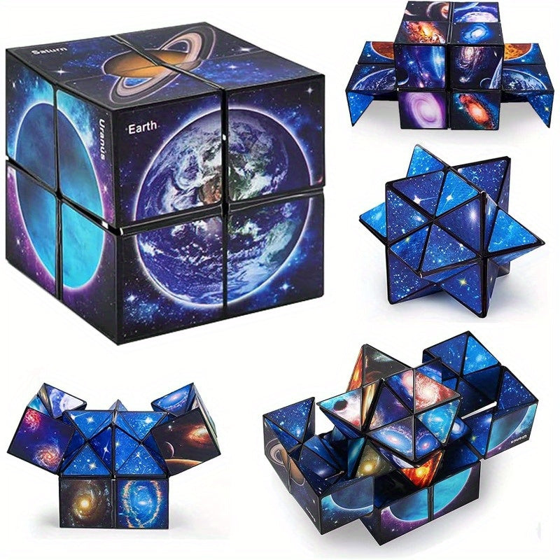 1pc Star Sky Magic Cube Puzzle - 2-in-1 Interlocking Brain Teaser, Durable Plastic Fidget Toy for Spatial Awareness & Logical Thinking, Educational Gift for Teens & Adults