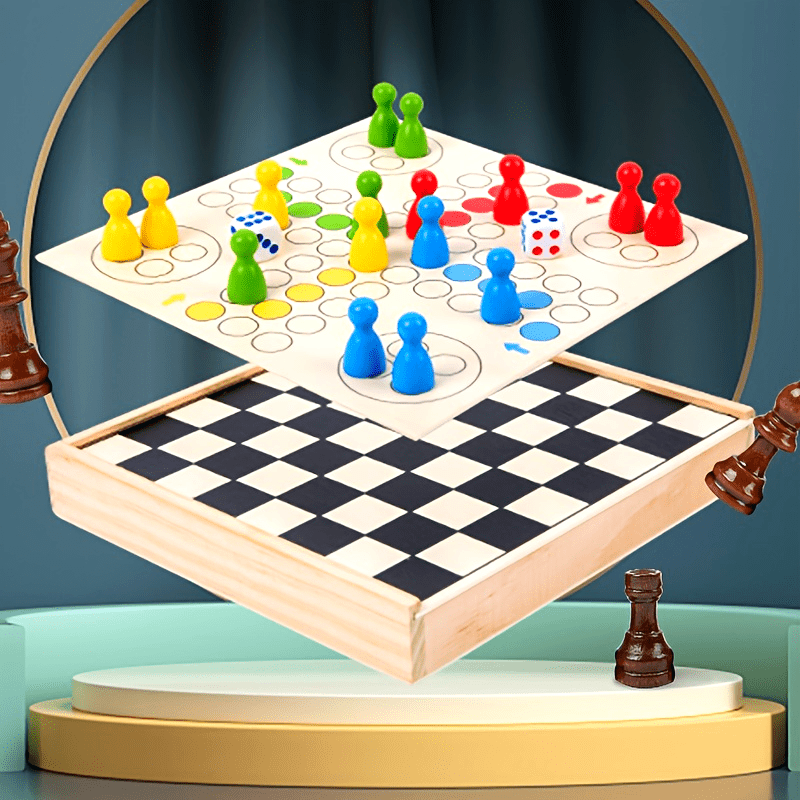 International Chess and Flying Chess Two-in-One Children's Educational Toy, Multifunctional Portable Chess Game, Christmas Gift, Halloween Gift
