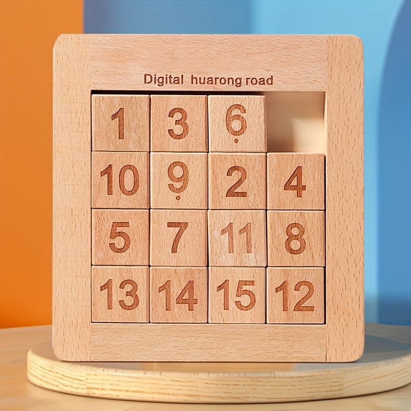 Wooden Number Puzzle Slide Game - Educational Toy for Children 3+, Brain Teaser Number Sliding Puzzle for Cognitive Development, Ideal Thanksgiving & Easter Gift - Mixed Color, 1-15 Number Tiles