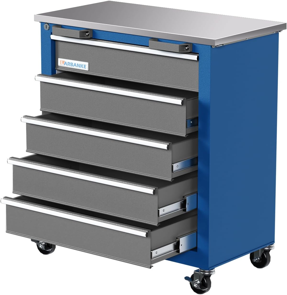 Tool Chest with Wheels and 4 Pad Feet,Tool Chest with 2 Doors and Adjustable Shelves,Lockable Steel Chest for Garage,Home and Office,can be Combined to Large Cabinet Set