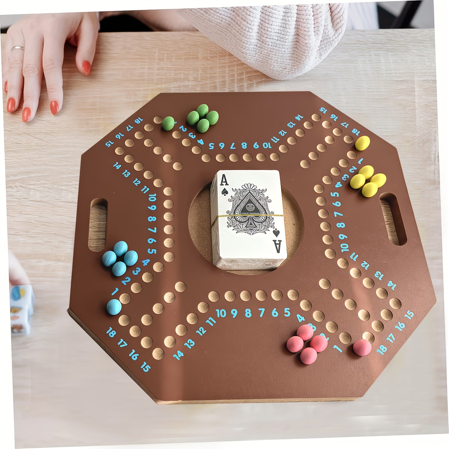 Wooden Flying Chess Game Wooden Multiplayer Flying Chess Game - Arabic Board Game, No Electricity Required, Family Gathering, Outdoor Play Entertainment Game, Party Game Activities
