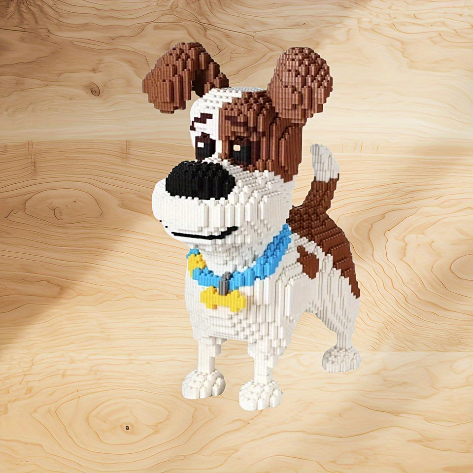 4600pcs Micro Dog Building Blocks Toy - Cute DIY Puzzle with Brown & White Pixelated Design, Interlocking Plastic Bricks for Parties, Gifts, and Creative Fun, Creative Building Toy | Playful Design | Interlocking Pieces