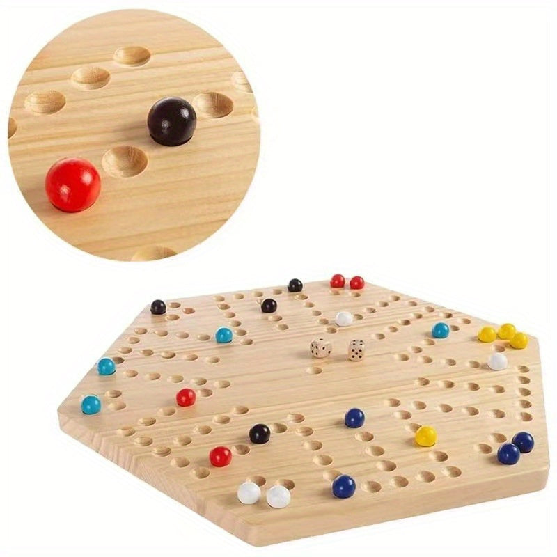 1pc Wooden Double-Sided Chess Board Game - Hexagonal Flying Chess Strategy Game with Colorful Pieces, Multiplayer Interactive Tabletop Battle for Home & Gaming Nights, Tabletop Game Night | Engaging Board Game | Vibrant Game Pieces