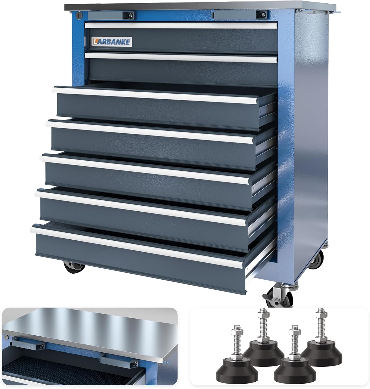Tool Chest with Wheels and 4 Pad Feet,Tool Chest with 2 Doors and Adjustable Shelves,Lockable Steel Chest for Garage,Home and Office,can be Combined to Large Cabinet Set