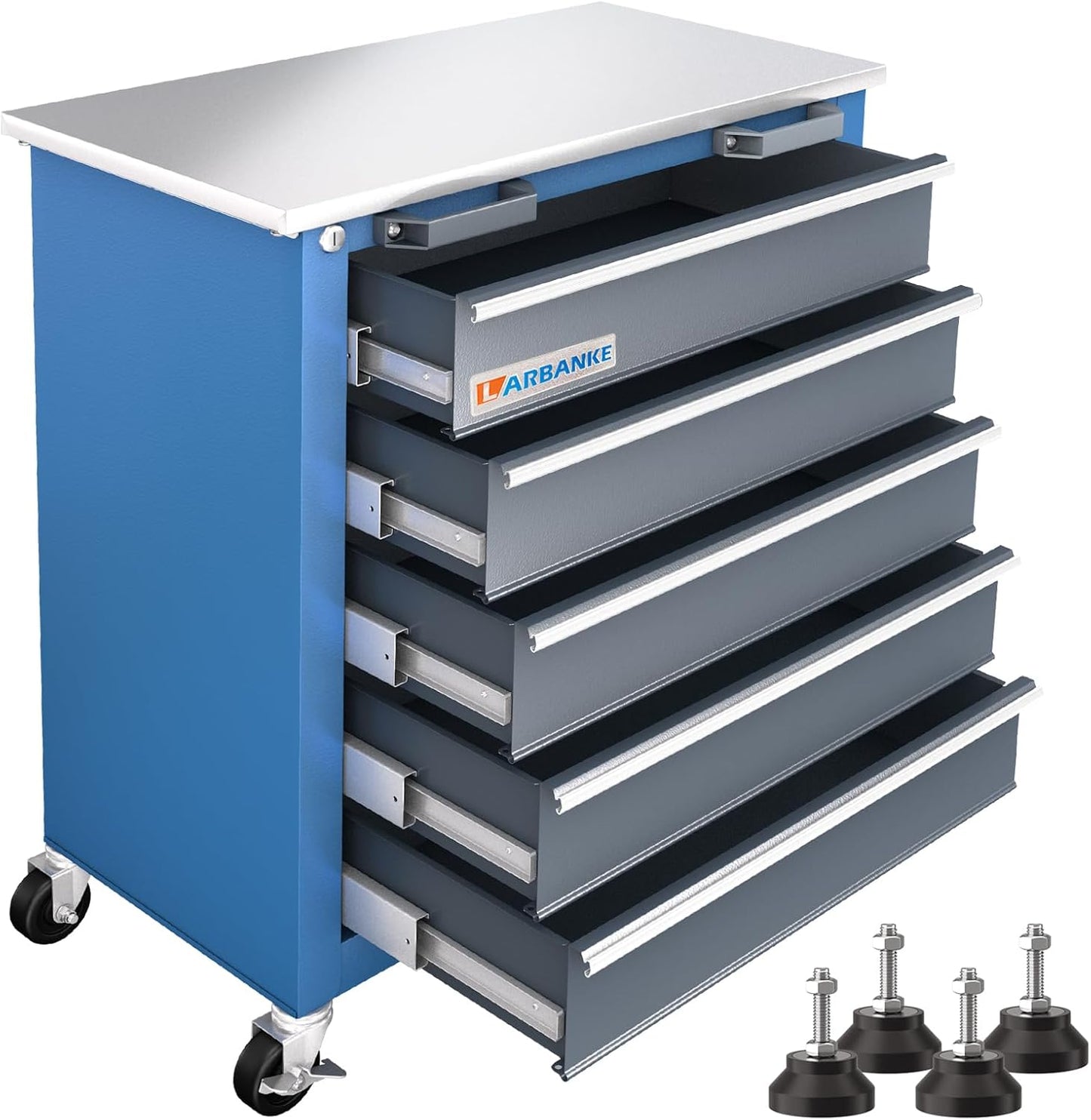 Tool Chest with Wheels and 4 Pad Feet,Tool Chest with 2 Doors and Adjustable Shelves,Lockable Steel Chest for Garage,Home and Office,can be Combined to Large Cabinet Set