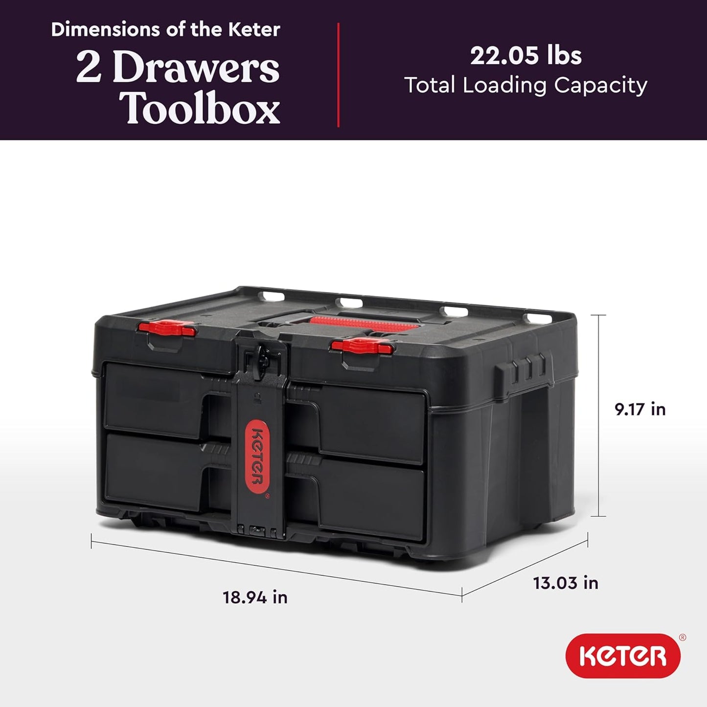 Keter Stack-n-Roll Modular Tools Organizer for Garage Storage and DIY, 4 Piece Resin Rolling Tool Box System for Small Parts, Black