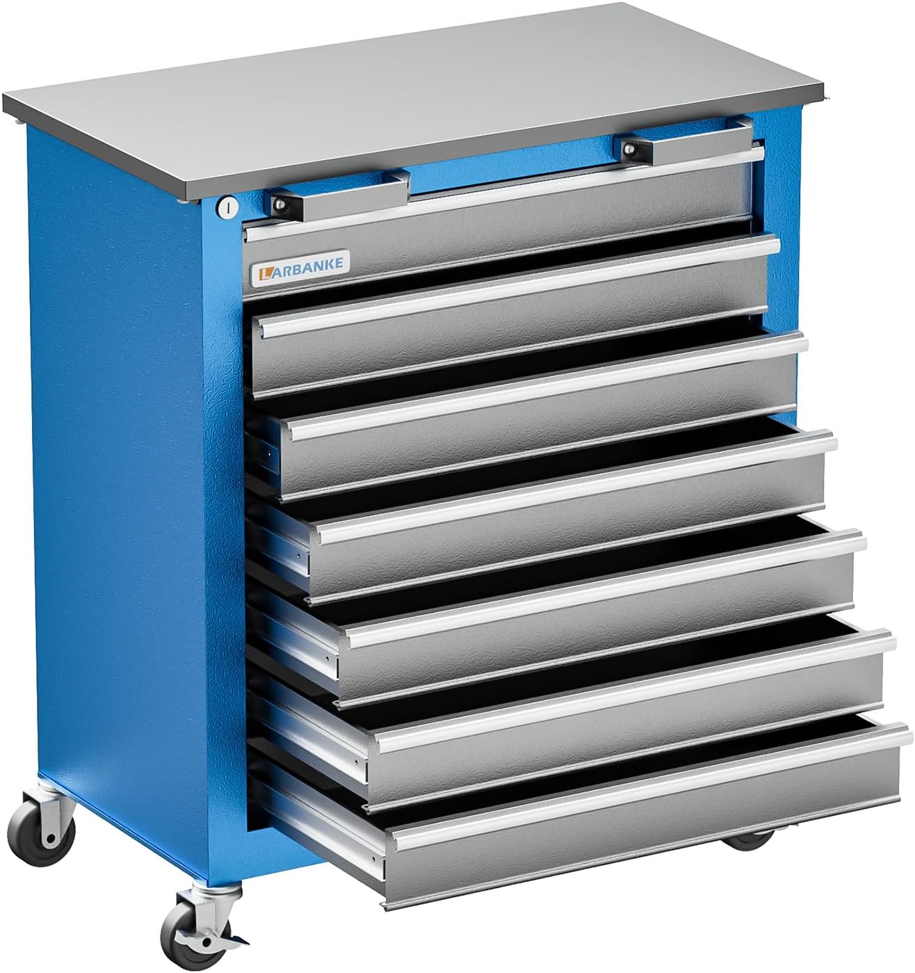 Tool Chest with Wheels and 4 Pad Feet,Tool Chest with 2 Doors and Adjustable Shelves,Lockable Steel Chest for Garage,Home and Office,can be Combined to Large Cabinet Set