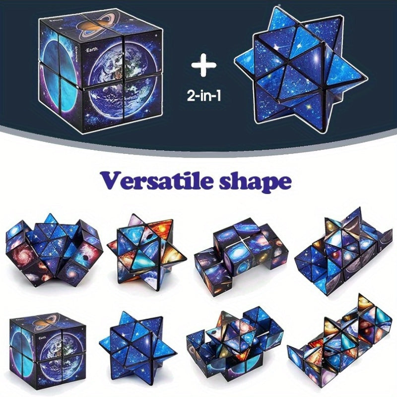 1pc Star Sky Magic Cube Puzzle - 2-in-1 Interlocking Brain Teaser, Durable Plastic Fidget Toy for Spatial Awareness & Logical Thinking, Educational Gift for Teens & Adults