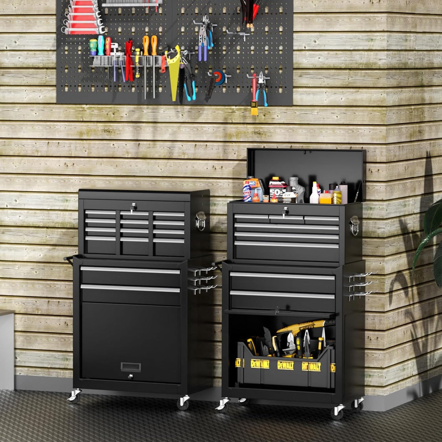 INTERGREAT Rolling Tool Chest with Wheels and 8 Drawers, Detachable Large Tool Cabinet with Lock for Garage, Locking Mechanic Tool Cart with Black Liner for Warehouse, Workshop, High Capacity