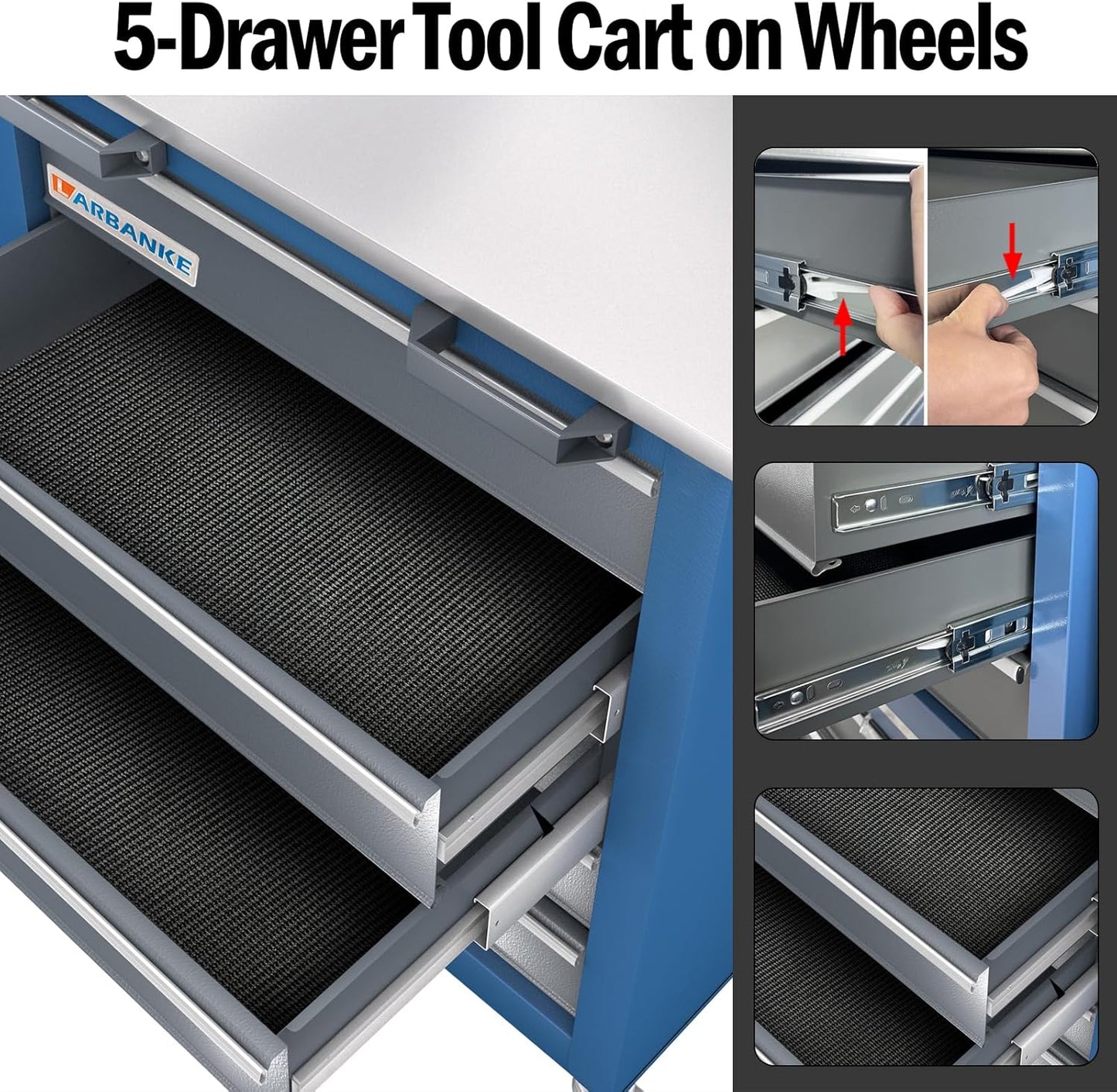 Tool Chest with Wheels and 4 Pad Feet,Tool Chest with 2 Doors and Adjustable Shelves,Lockable Steel Chest for Garage,Home and Office,can be Combined to Large Cabinet Set