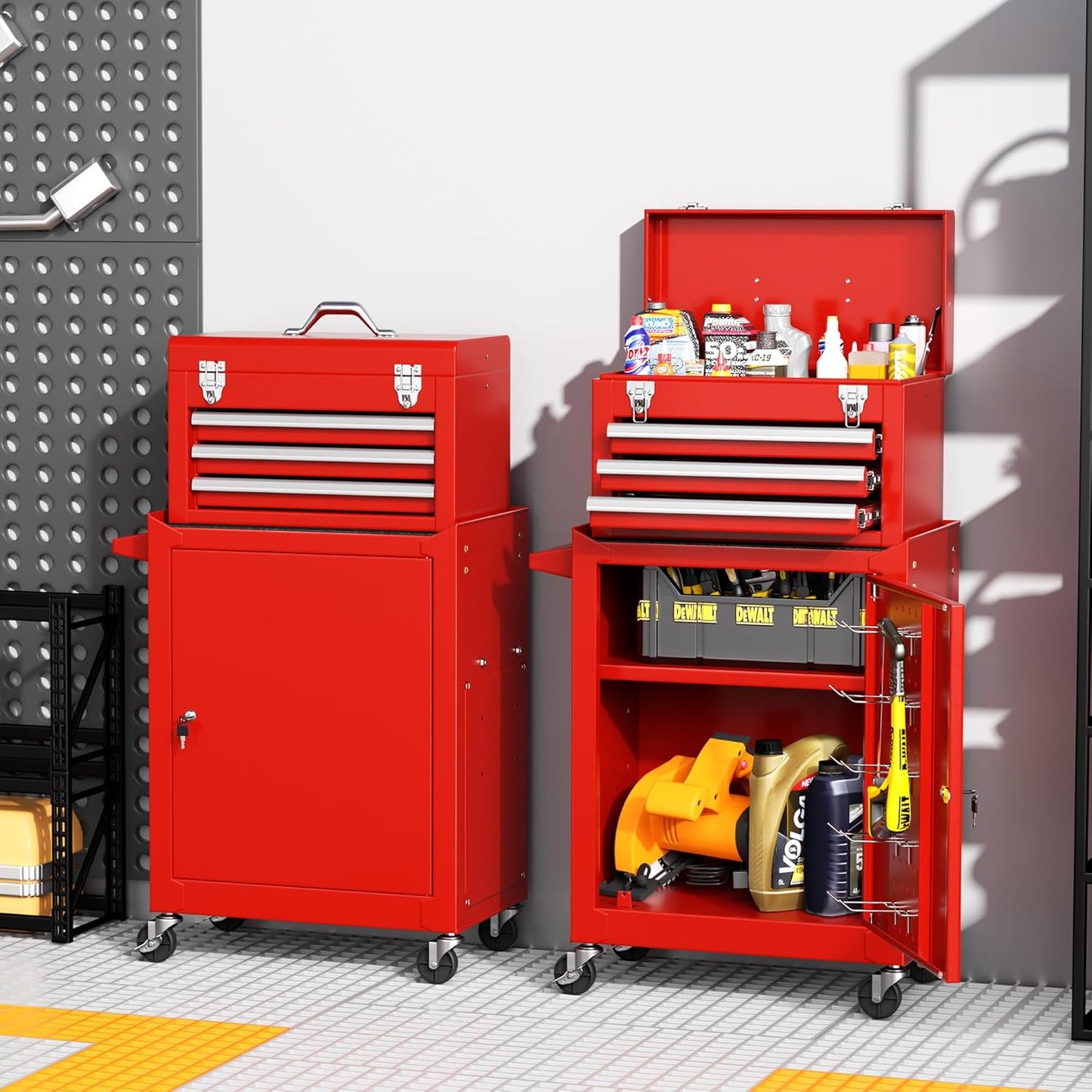 INTERGREAT Rolling Tool Chest with Wheels and 8 Drawers, Detachable Large Tool Cabinet with Lock for Garage, Locking Mechanic Tool Cart with Black Liner for Warehouse, Workshop, High Capacity