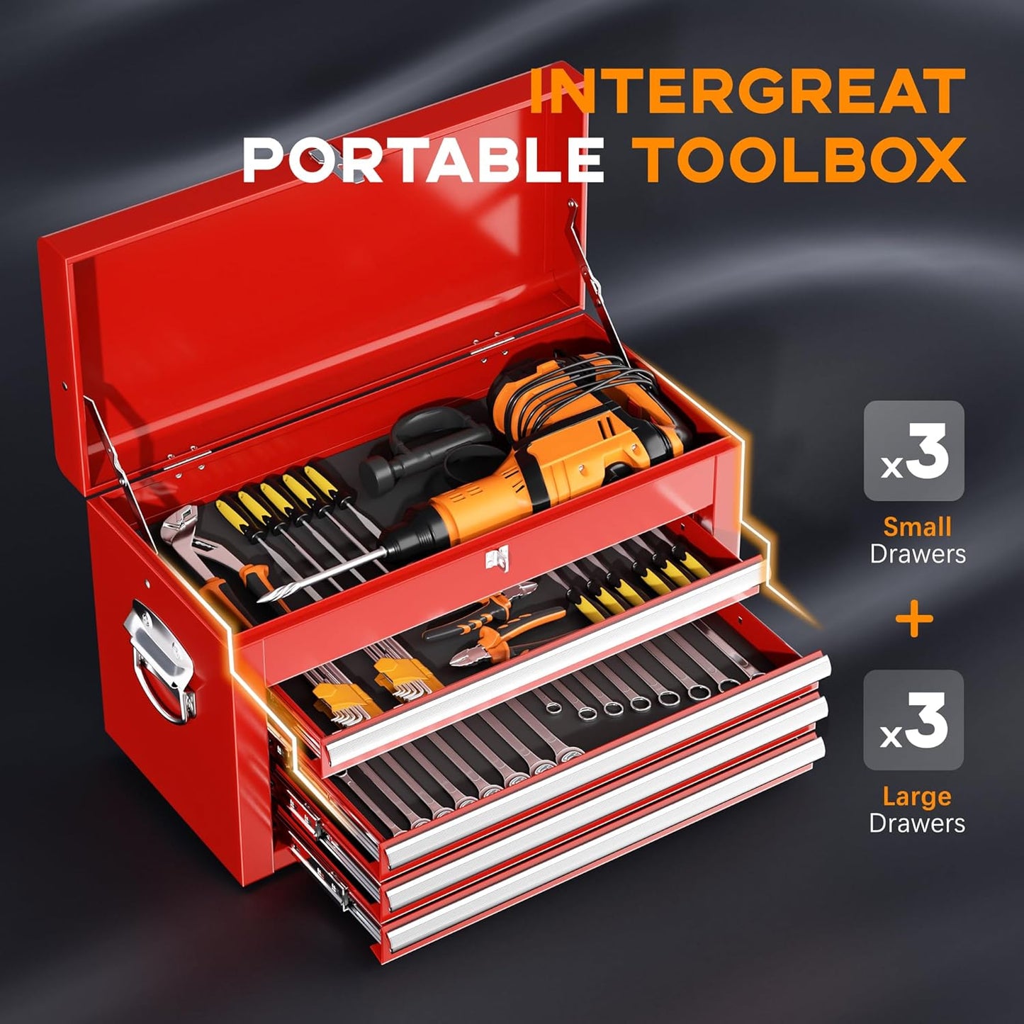 INTERGREAT Rolling Tool Chest with Wheels and 8 Drawers, Detachable Large Tool Cabinet with Lock for Garage, Locking Mechanic Tool Cart with Black Liner for Warehouse, Workshop, High Capacity
