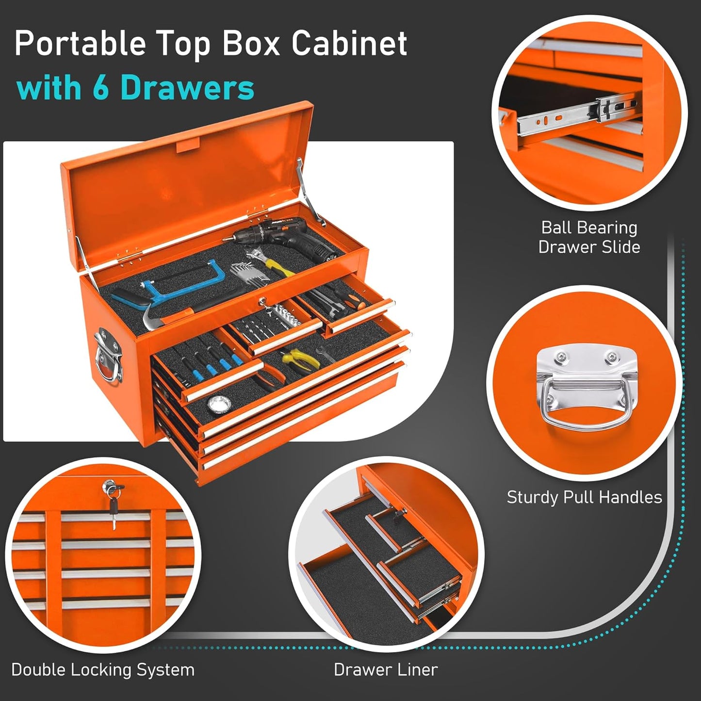 INTERGREAT Rolling Tool Chest with Wheels and 8 Drawers, Detachable Large Tool Cabinet with Lock for Garage, Locking Mechanic Tool Cart with Black Liner for Warehouse, Workshop, High Capacity