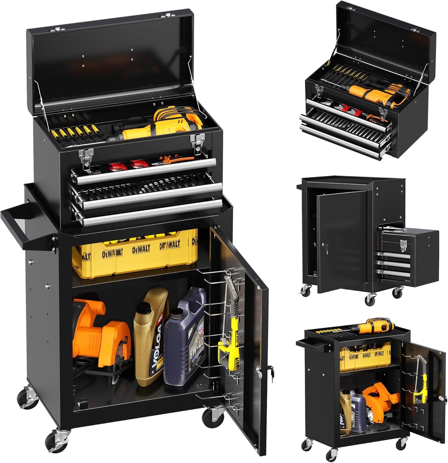 INTERGREAT Rolling Tool Chest with Wheels and 8 Drawers, Detachable Large Tool Cabinet with Lock for Garage, Locking Mechanic Tool Cart with Black Liner for Warehouse, Workshop, High Capacity