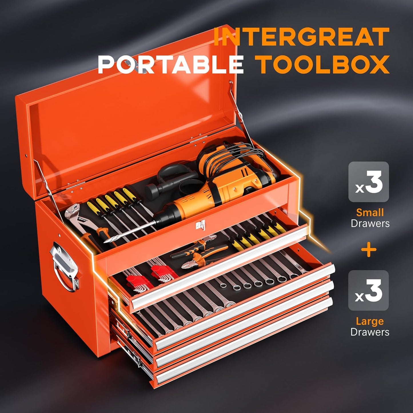 INTERGREAT Rolling Tool Chest with Wheels and 8 Drawers, Detachable Large Tool Cabinet with Lock for Garage, Locking Mechanic Tool Cart with Black Liner for Warehouse, Workshop, High Capacity