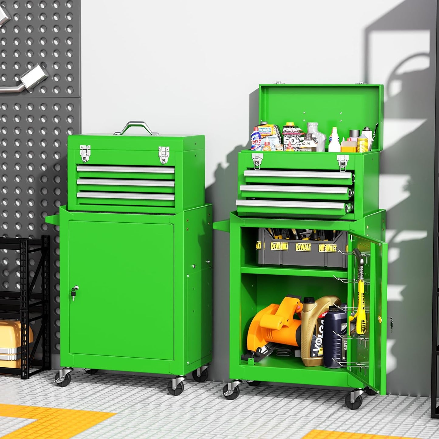 INTERGREAT Rolling Tool Chest with Wheels and 8 Drawers, Detachable Large Tool Cabinet with Lock for Garage, Locking Mechanic Tool Cart with Black Liner for Warehouse, Workshop, High Capacity