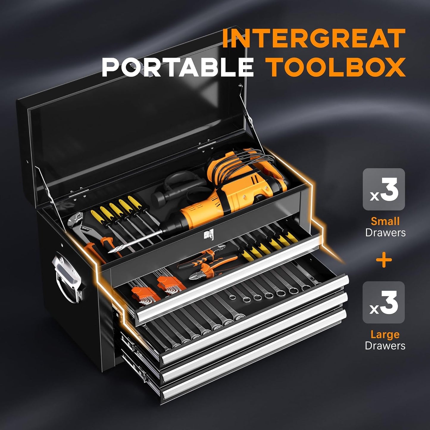 INTERGREAT Rolling Tool Chest with Wheels and 8 Drawers, Detachable Large Tool Cabinet with Lock for Garage, Locking Mechanic Tool Cart with Black Liner for Warehouse, Workshop, High Capacity