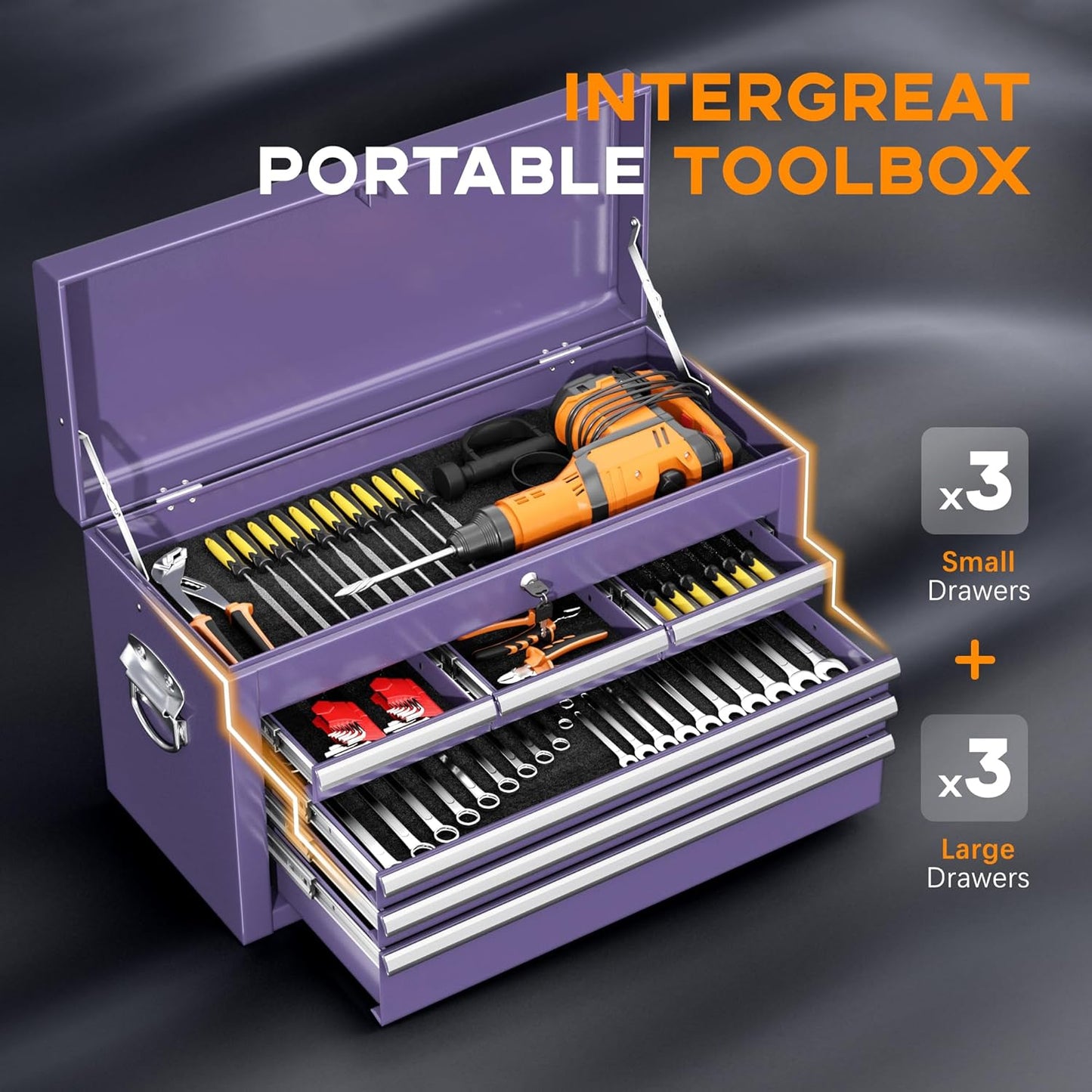 INTERGREAT Rolling Tool Chest with Wheels and 8 Drawers, Detachable Large Tool Cabinet with Lock for Garage, Locking Mechanic Tool Cart with Black Liner for Warehouse, Workshop, High Capacity