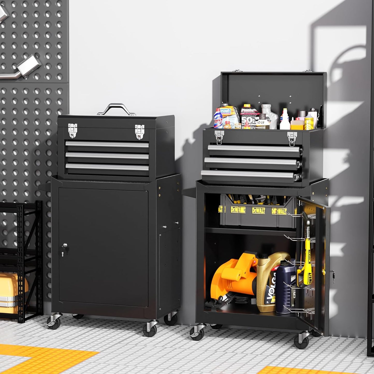 INTERGREAT Rolling Tool Chest with Wheels and 8 Drawers, Detachable Large Tool Cabinet with Lock for Garage, Locking Mechanic Tool Cart with Black Liner for Warehouse, Workshop, High Capacity