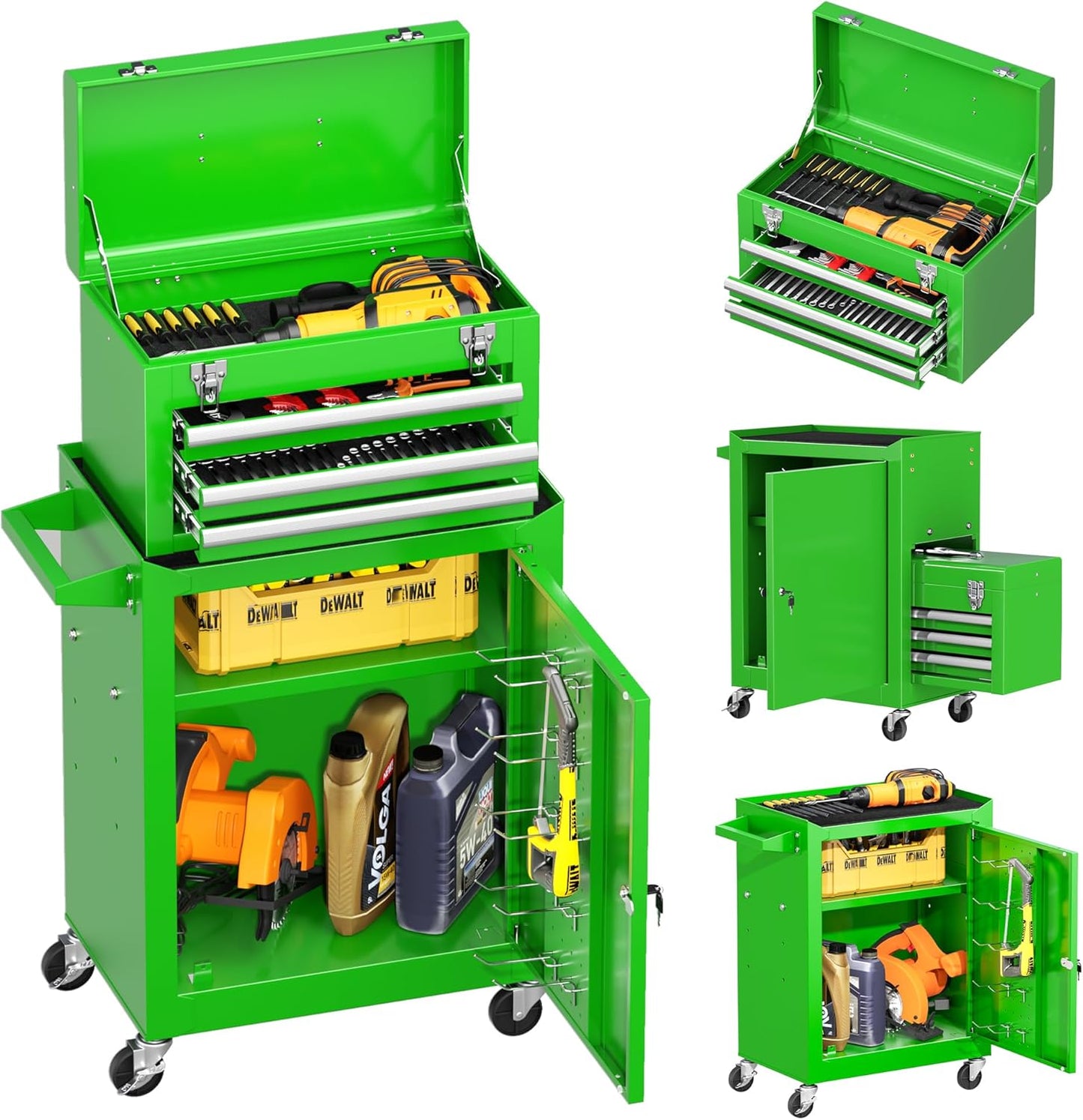 INTERGREAT Rolling Tool Chest with Wheels and 8 Drawers, Detachable Large Tool Cabinet with Lock for Garage, Locking Mechanic Tool Cart with Black Liner for Warehouse, Workshop, High Capacity