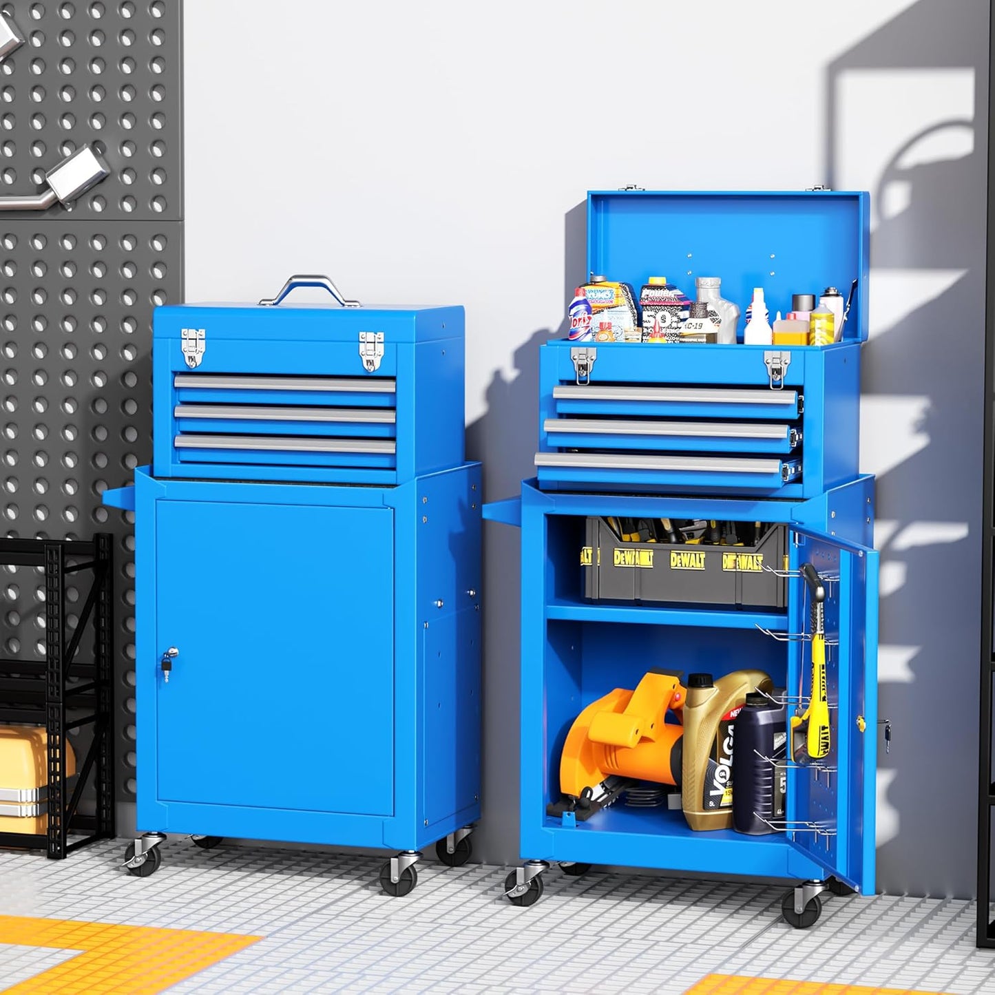 INTERGREAT Rolling Tool Chest with Wheels and 8 Drawers, Detachable Large Tool Cabinet with Lock for Garage, Locking Mechanic Tool Cart with Black Liner for Warehouse, Workshop, High Capacity