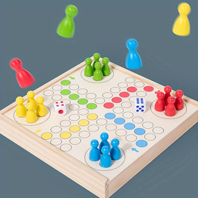 International Chess and Flying Chess Two-in-One Children's Educational Toy, Multifunctional Portable Chess Game, Christmas Gift, Halloween Gift