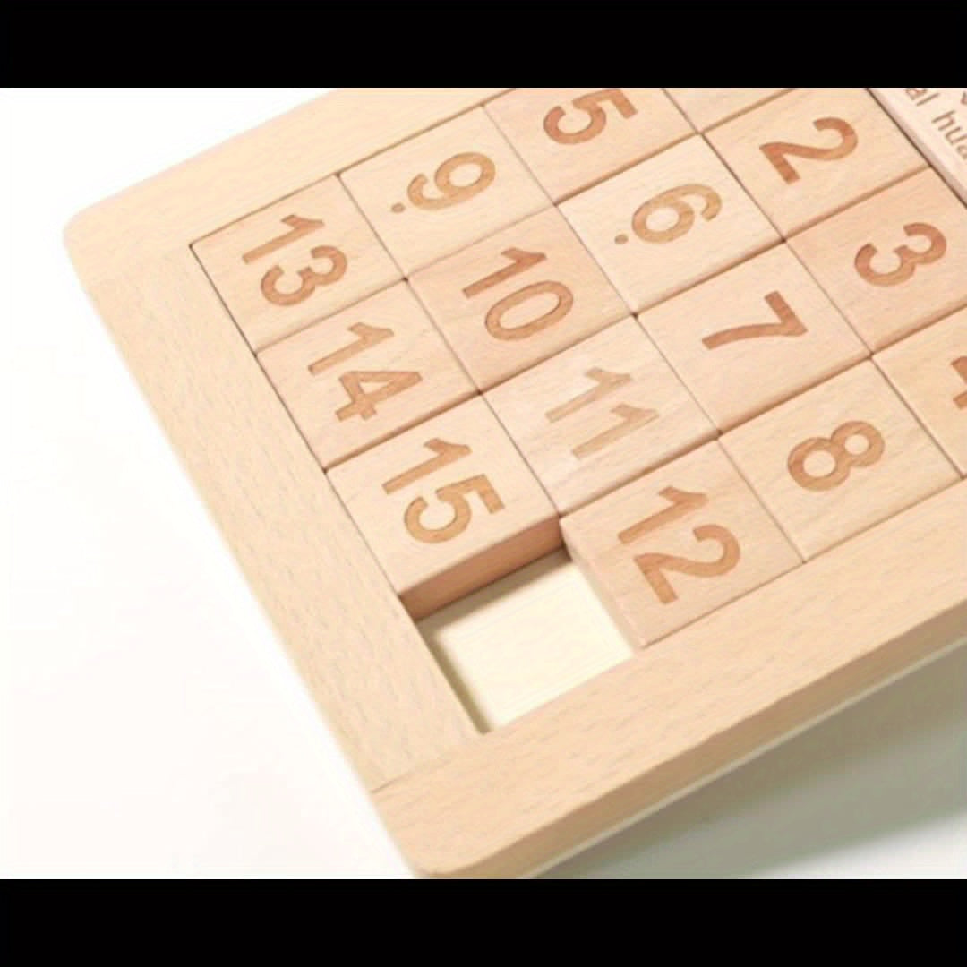 Wooden Number Puzzle Slide Game - Educational Toy for Children 3+, Brain Teaser Number Sliding Puzzle for Cognitive Development, Ideal Thanksgiving & Easter Gift - Mixed Color, 1-15 Number Tiles