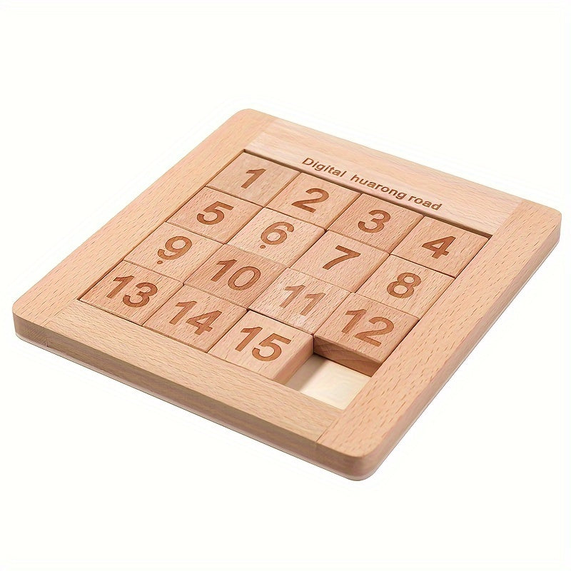 Wooden Brain Teaser Toy - Colorful Huarong Road Number Maze, Enhances Thinking Skills, Educational Play for Youngsters