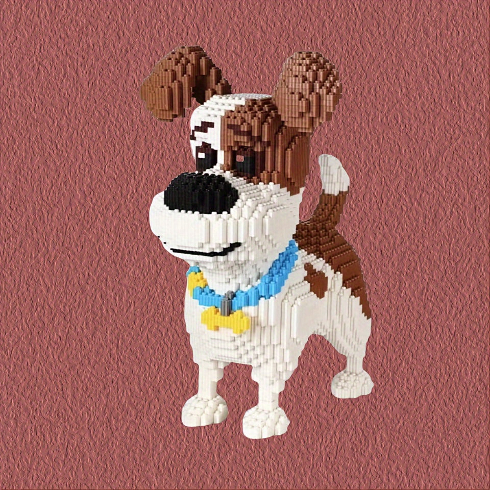 4600pcs Micro Dog Building Blocks Toy - Cute DIY Puzzle with Brown & White Pixelated Design, Interlocking Plastic Bricks for Parties, Gifts, and Creative Fun, Creative Building Toy | Playful Design | Interlocking Pieces