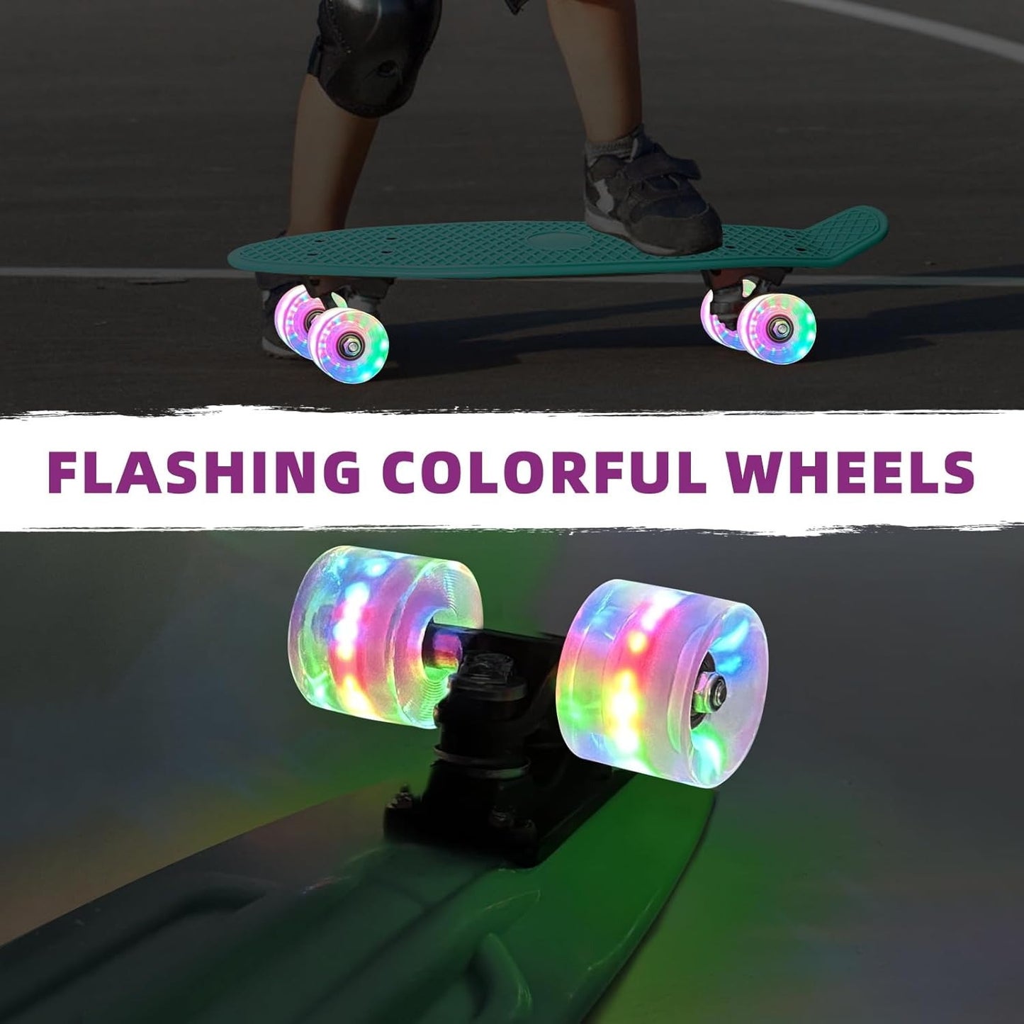 22-inch Mini Cruiser Skateboard For Girls And Boys Beginners