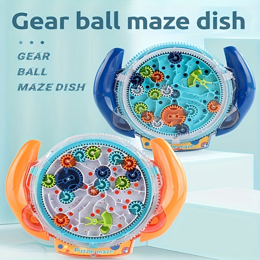 3D Maze Puzzle Ball Game for Youngsters – Blue & Orange Gear Labyrinth Toy with Marble Maze Design, Brain Teaser & Physical Activity Challenge, Durable ABS Material