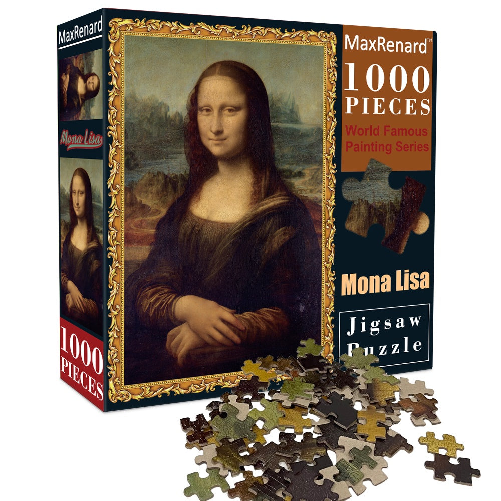 1000 Piece Intricately Cut Fine Art Jigsaw Puzzle - Exquisite Collection Featuring Leonardo Da Vincis Enigmatic Mona Lisa Masterpiece - Perfect for Art Lovers and Puzzle Enthusiasts