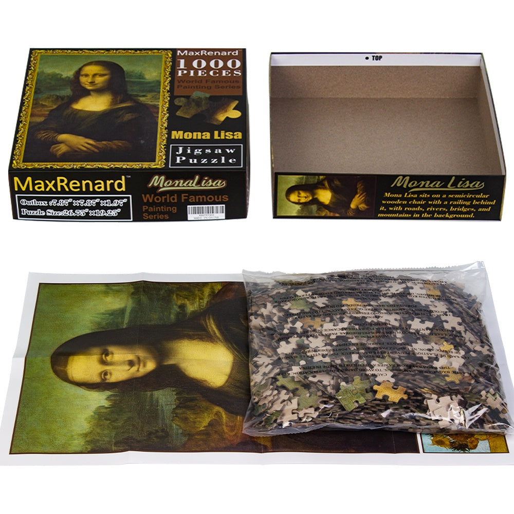 1000 Piece Intricately Cut Fine Art Jigsaw Puzzle - Exquisite Collection Featuring Leonardo Da Vincis Enigmatic Mona Lisa Masterpiece - Perfect for Art Lovers and Puzzle Enthusiasts
