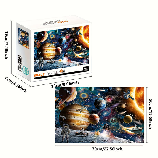 1000pcs Space Traveler Jigsaw Puzzle – Vibrant Outer Space Scene with Planets, Stars, and Astronaut – Thick & Durable Seamless Design for Adults – Perfect Gift for Birthdays, Holidays, and Special Occasions, Space Party Decorations