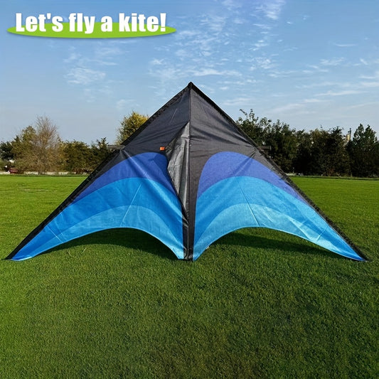 2pcs Extra Large Long Tail Prairie Kites - Vibrant Blue & Black Premium Polyester, Easy to Fly for Beginners, Family Beach & Park Outdoor Activities, Includes 328ft Line & Handle, Perfect Birthday Gift for family