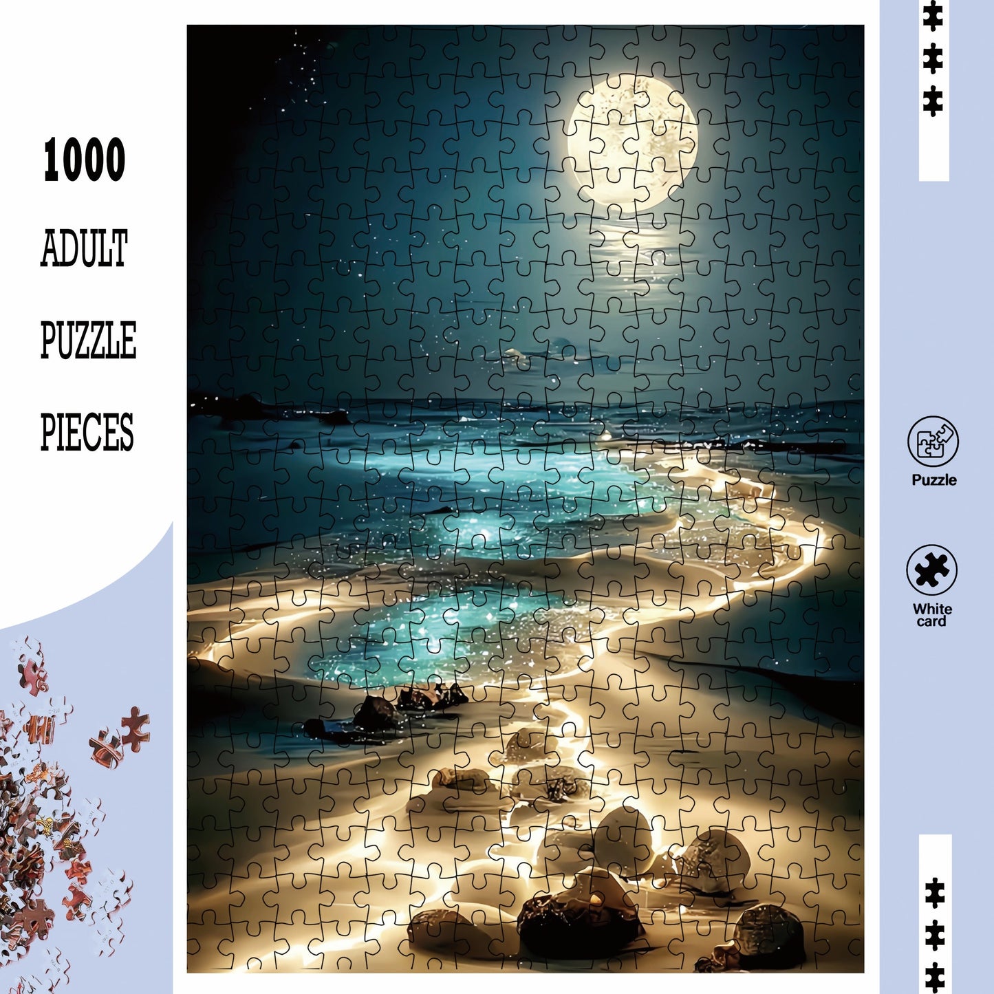 1000pcs Moonlight Beach Puzzles for Adults, Birthday, Halloween, Thanksgiving, Easter Gift