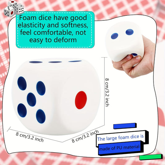 1 Large Dice Stress Relief Ball, 3.1 Inch Soft Foam Dice Stress Relief Ball for Birthday Theme Party Decoration, Anxiety Relief Gift, Suitable for Adult Men And Women