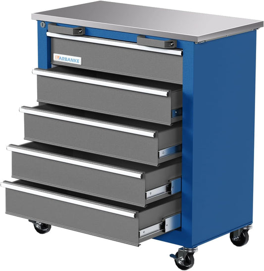 5-Drawer Rolling Tool Chest,Locking Metal Tool Cabinet with Drawer Liners,Non-Slip Pearl Cotton Mat,360¡ã Wheels for Easy Move,Can be Used in Combination with The Seven-Drawer Tool Cabinet