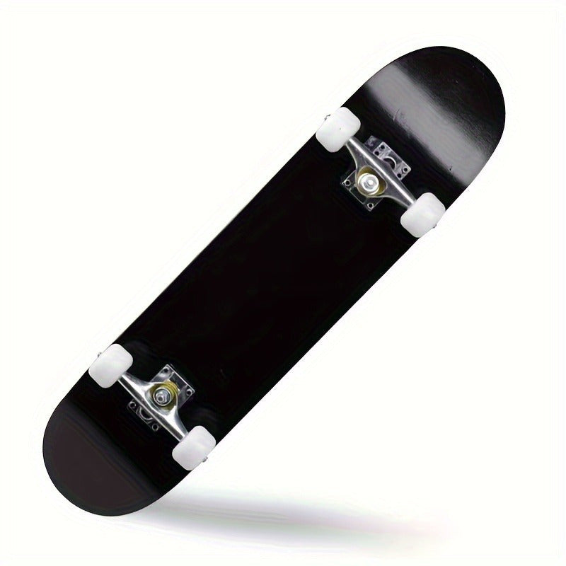 1 Premium Wooden Skateboard - Durable Aluminum Alloy, 4-Wheel Design for Outdoor Sports & Street Style - Classic Black with White Accents, Versatile Skateboard|Classic Skateboard Design|Aluminum Alloy Skateboard