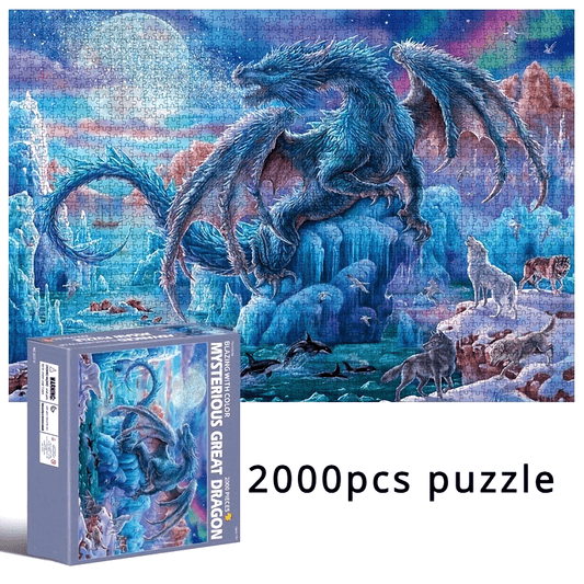 2000pcs Premium Paper Giant Dragon Jigsaw Puzzle - Educational & Fun Indoor Game for Home Decor, Perfect Gift for Holidays & Birthdays