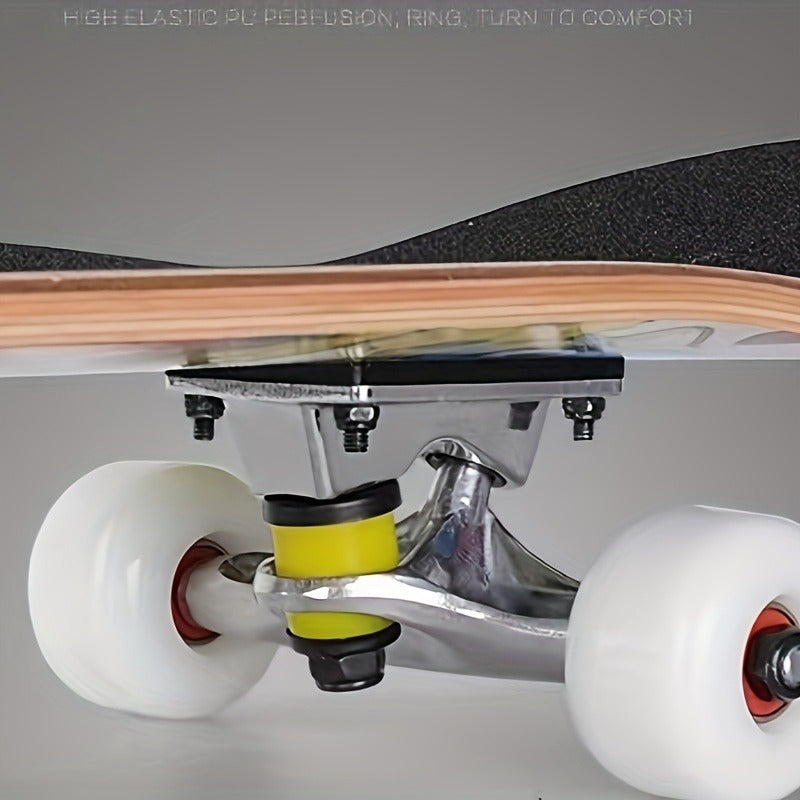 1 Premium Wooden Skateboard - Durable Aluminum Alloy, 4-Wheel Design for Outdoor Sports & Street Style - Classic Black with White Accents, Versatile Skateboard|Classic Skateboard Design|Aluminum Alloy Skateboard