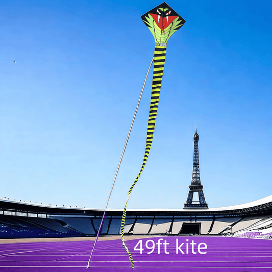 49ft Giant Cobra Snake Kite with Colorful Long Tail & 1476 ft String Line, Includes 7.8\
