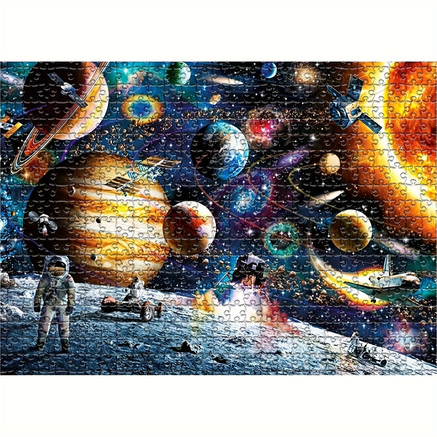 1000pcs Space Traveler Jigsaw Puzzle – Vibrant Outer Space Scene with Planets, Stars, and Astronaut – Thick & Durable Seamless Design for Adults – Perfect Gift for Birthdays, Holidays, and Special Occasions, Space Party Decorations