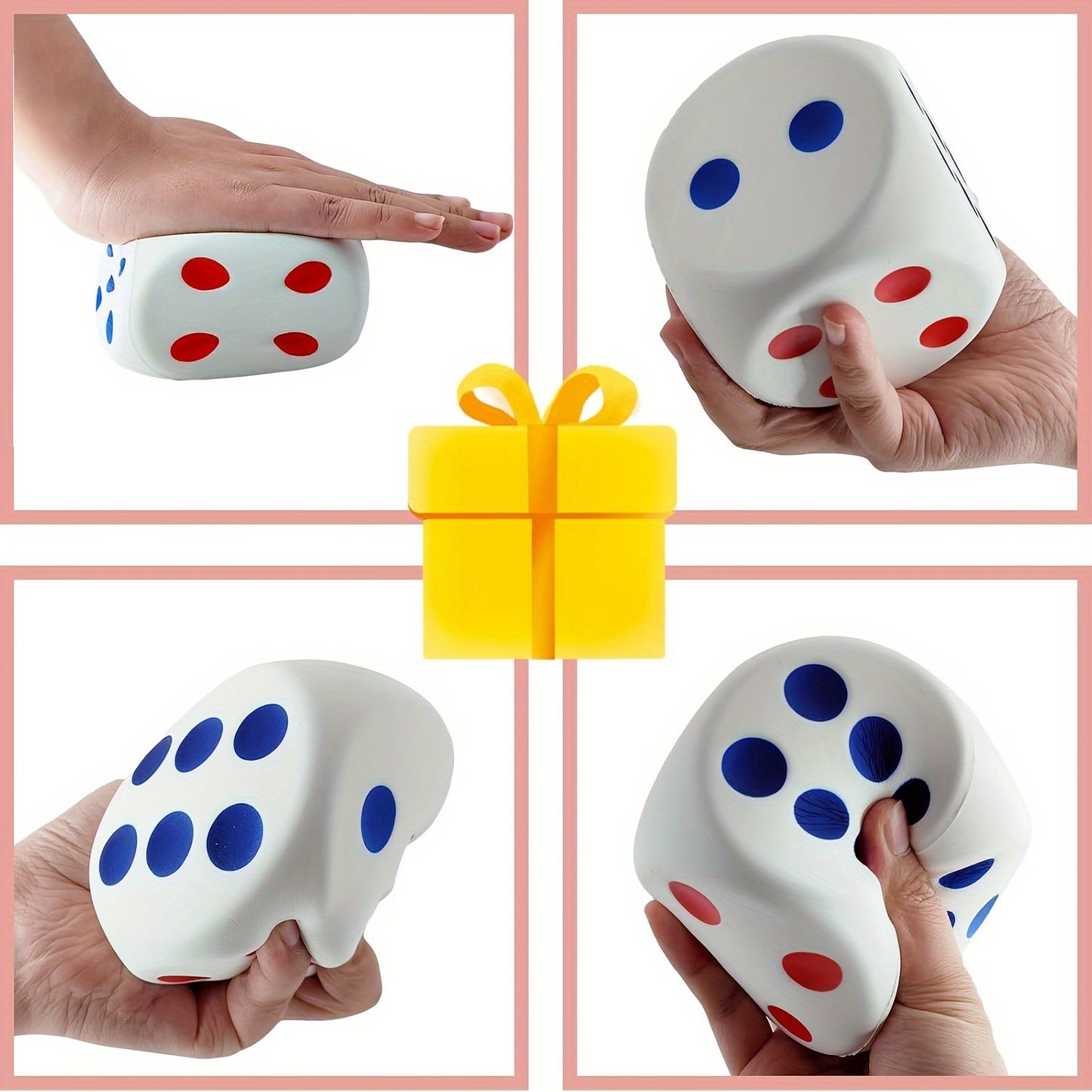 1 Large Dice Stress Relief Ball, 3.1 Inch Soft Foam Dice Stress Relief Ball for Birthday Theme Party Decoration, Anxiety Relief Gift, Suitable for Adult Men And Women