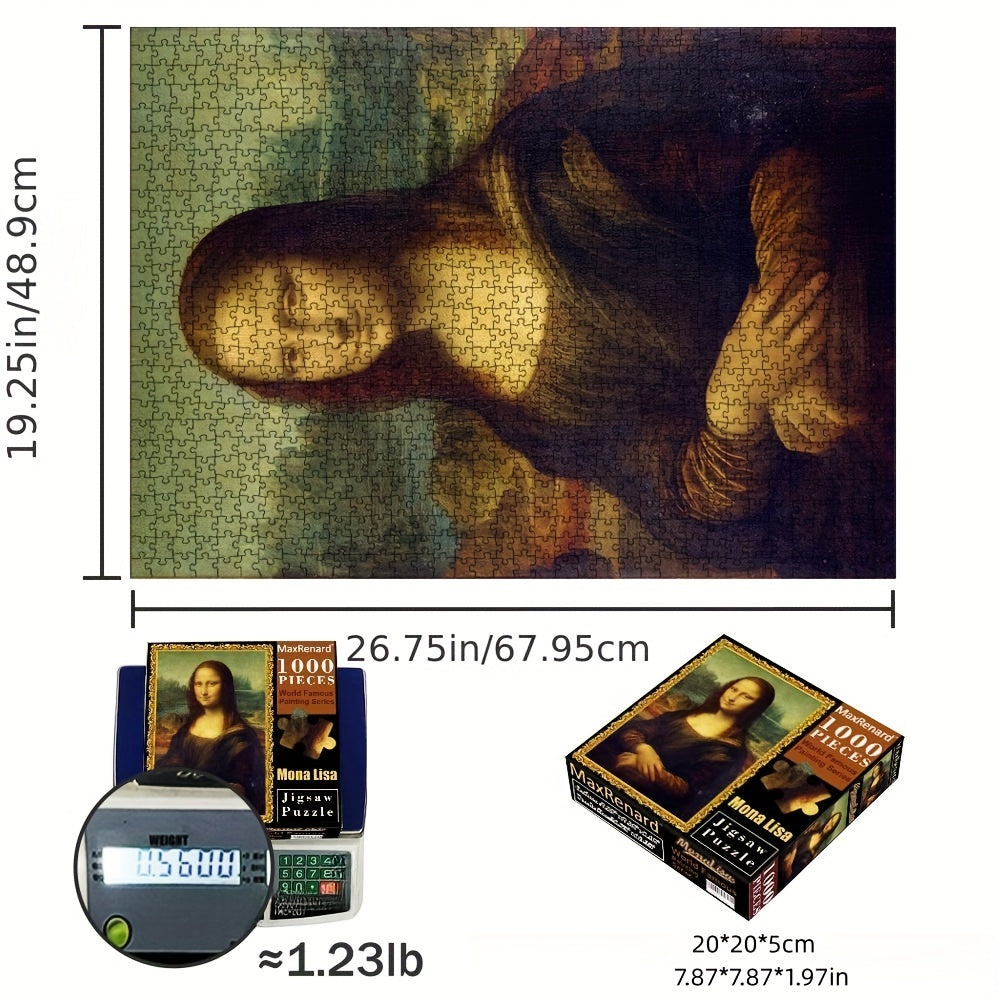 1000 Piece Intricately Cut Fine Art Jigsaw Puzzle - Exquisite Collection Featuring Leonardo Da Vincis Enigmatic Mona Lisa Masterpiece - Perfect for Art Lovers and Puzzle Enthusiasts